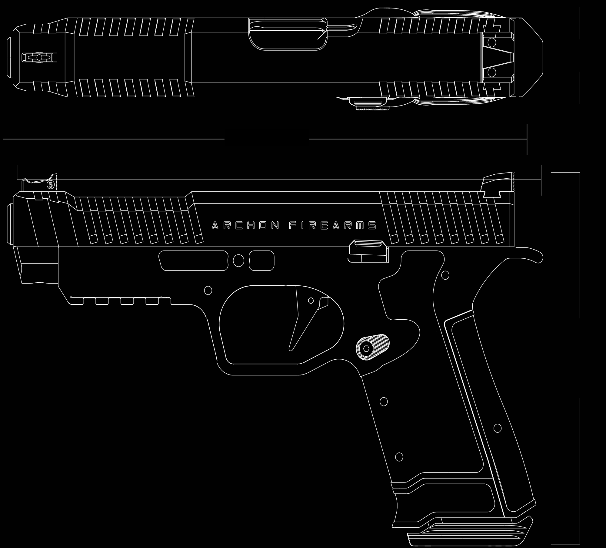 Technical drawing of Type C from the top and the left side